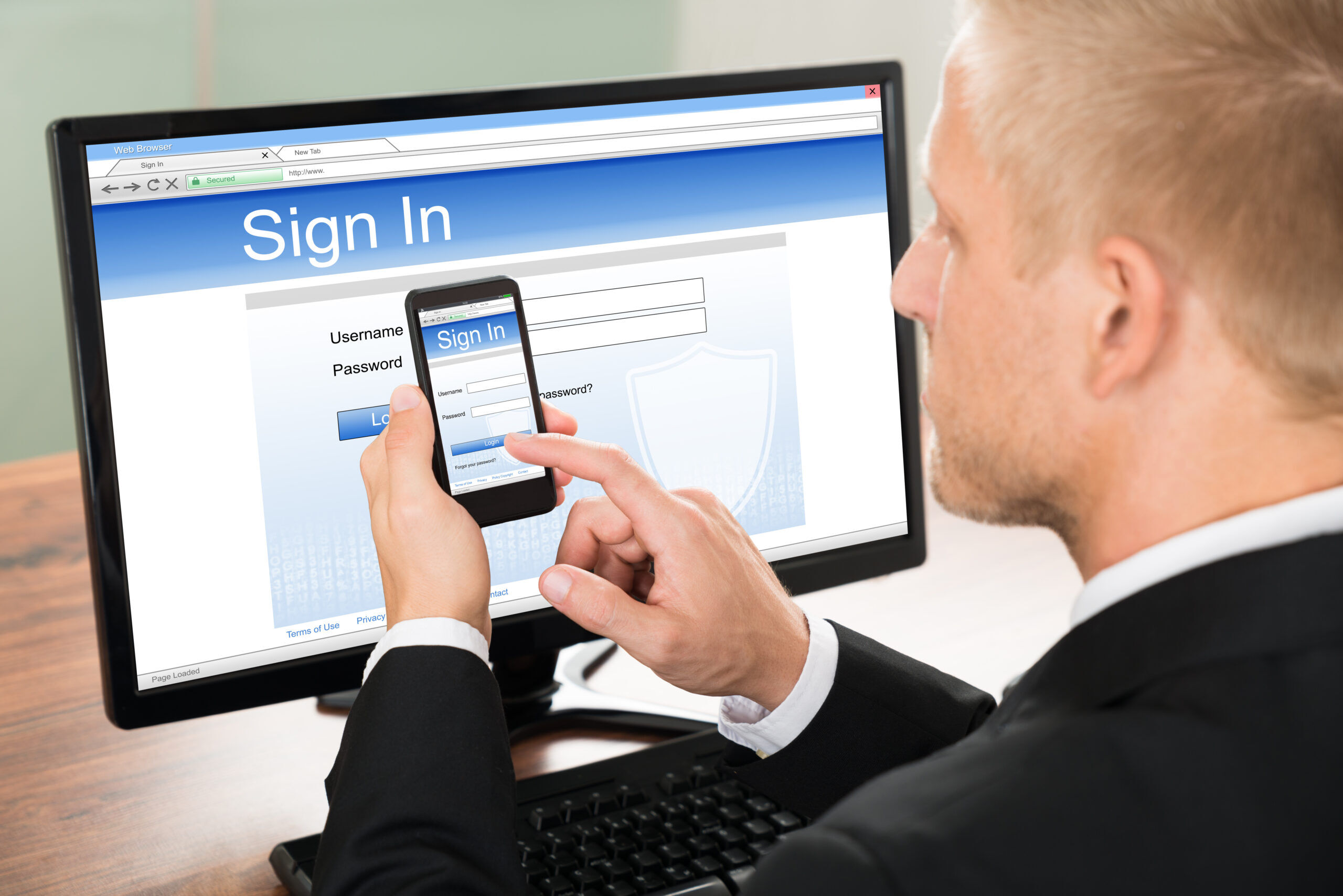 Businessman Signing In Email Account